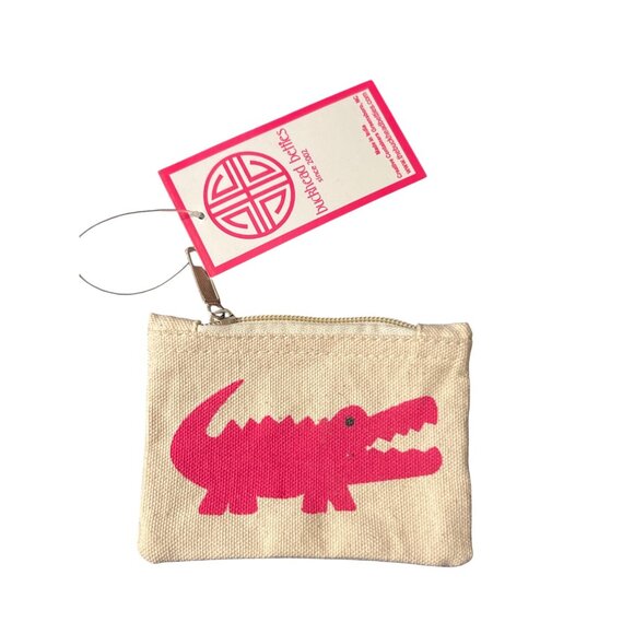 Buckhead Betties Alligator Print Canvas Gift Card Holder Coin Purse Zipper NWT - Picture 1 of 5